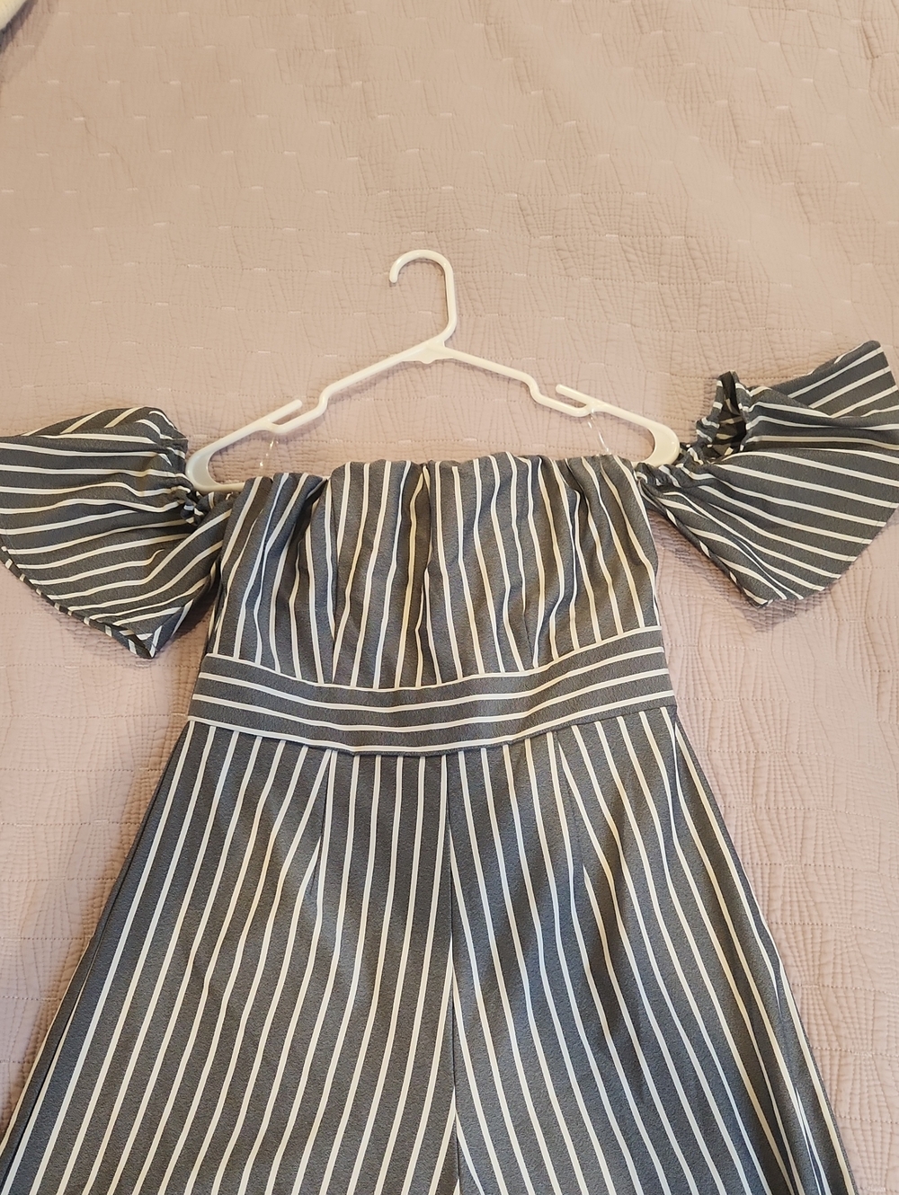 Off-Shoulder Striped Jumpsuit